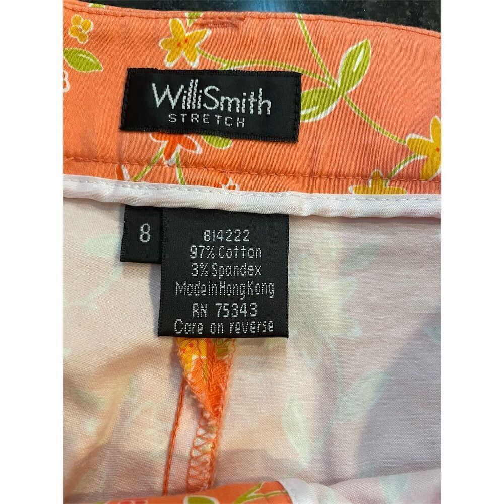 Willi Smith Women's Size 8 Orange Floral Crop Pants Casual Straight Leg - Picture 6 of 7